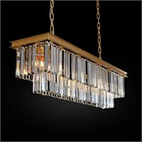 Gold Rectangle Crystal Chandelier L39.4 W10.2