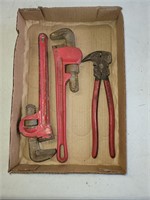 Pipe wrenches and fencing pliers