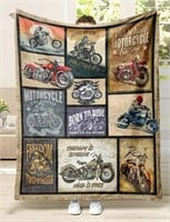 Motorcycle themed throw blanket NEW 60x78