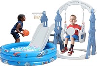 Kids 5-in-1 Slide Basketball Swing Set (READ DESC)