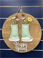 Wooden Happy Spring Sign