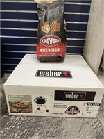 Weber Grill, w/ Charcoal, & Basket of Goodies