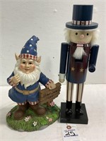 Patriotic Gnome Figurine and Nutcracker