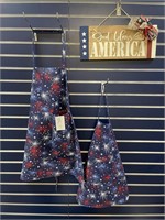 2 Fireworks Aprons w/ Wooden Sign