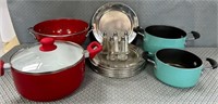11 - LOT OF COOKWARE, CHARGER PLATES, S&P SETS