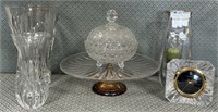 11 - VASES, CAKE PLATE, CLOCK, CANDY DISH (W60)