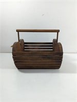 Vintage Wooden Heart With Handle Basket Crate