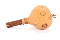 NATIVE AMERICAN GOURD RATTLE W/ PICTOGRAPHS