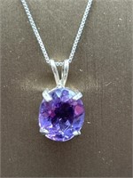 Sterling Silver and Amethyst Necklace 18 in
