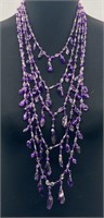 Multi Strand Amethyst & Sterling Silver Necklace