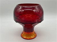 Vintage Amberina Glass Pedestal Bowl