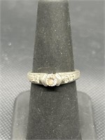 Sterling Silver and White Stone Ring Size 6