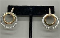 14k Gold & Sterling Silver Earrings TW: 7.4g