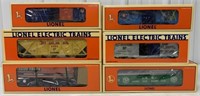 6 Lionel Boxcar, Hopper, Gondola, Flatcar