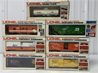 7 Lionel Boxcar, Tank car, Convention Car, Hopper,
