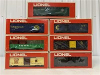 7 Lionel Boxcars, Gondola, Reefer Cars