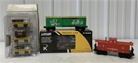 lot of 4 K-Line trains, boxcar, freight car, handc
