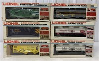 6 Lionel Trains, caboose, tankcar, boxcar