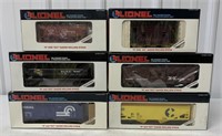 6 Lionel Trains, caboose, hopper, boxcar, tankcar