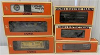 6 Lionel O gauge cars in boxes
