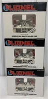 3 Lionel Operating Santa Hand Cars in boxes