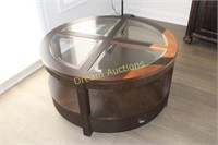 Round Coffee Table on Wheels, 2 Drawers