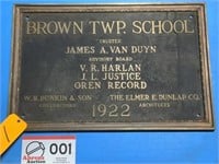 Brass Building  Plaque Brown TWP. School