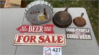 BEER WALL DECOR -FOR SALE SIGN - CAST IRON