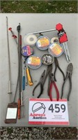 ASSORTED TOOLS-ELECTRICAL TAPE-PLIERS GRABBERS