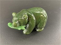 Alaskan Kobuk jade carved large bear who has caugh