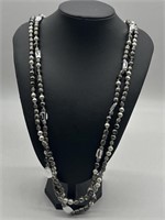 Costume Jewelry Silver Tone Beaded Necklace