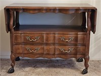 Wood and Brass Tea Cart on Casters