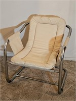 Mid Century Modern Sling Chrome and Fabric Chair