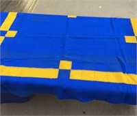 Blue & Gold knitted blanket