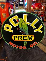 30” Round Porcelain Polly Motor Oil Sign