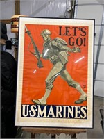 1942 U.S. Marines Framed Poster WWII