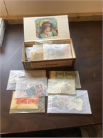 Cigar box full of stamps