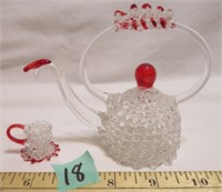 Artglass Teapot & Cup Handblown Set