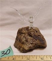 Art Glass Owl on a Rock - Hand spun