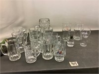 11 beer mugs and for beer glasses