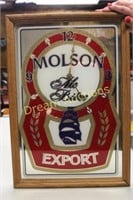 Molson Export Battery Clock Battery 13.5x19.5