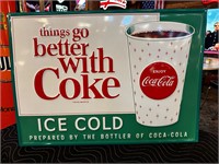 28 x 20” Metal Embossed Coca-Cola Sign