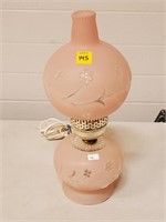 15" H Pink Hurricane Style Electric Table Lamp