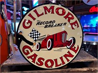11.5” Round Porcelain Gilmore Gasoline Sign