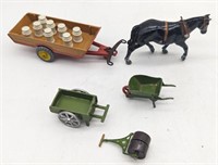 (JL) Metal and wood toys.  Tallest is 2".