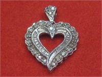 10Kt White Gold Diamond Tested Hearty Pendant See