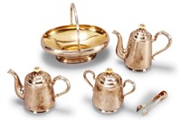 Stunning Russian Faberge Five Piece Silver Tea Set