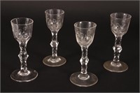 Set of Four Georgian Wine Glasses, c.1790,