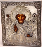 19th Century Russian Silver Icon,