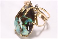 Nice 12ct Gold, Opal and Diamond Ring,